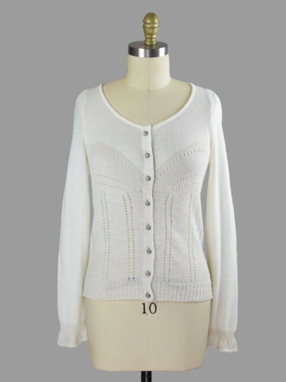 KNITTED & KNOTTED IVORY SHIMMER PALETTE CARDIGAN SWEATER